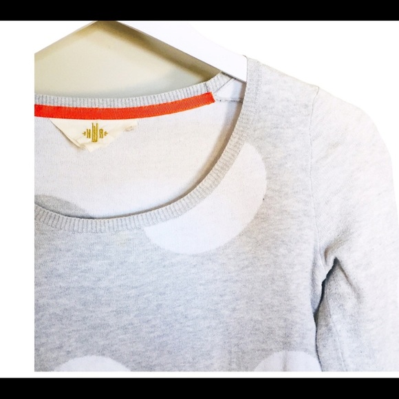 HWR (Anthropologie) Monogram Polka Dot Sweater With 3/4 Crop Sleeves Grey Small - Picture 7 of 13